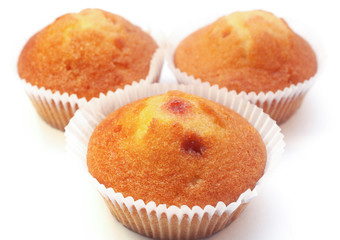 Freshly muffins isolated on white background