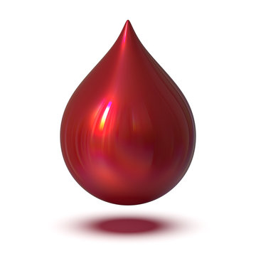 3d illustration of drop of blood abstract red ink dye droplet form
