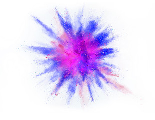 Fototapeta na wymiar Explosion of colored powder isolated on white