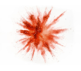 Explosion of colored powder isolated on white