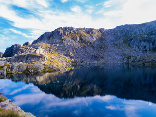 Fototapeta na wymiar Lago Nero (English: Black Lake) in Cornisello, Brenta Dolomites, Trentino-Alto Adige, north Italy