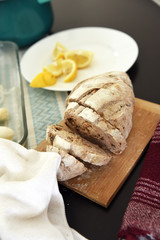 Fresh homemade bread on the table