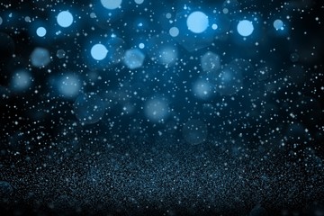 light blue fantastic bright glitter lights defocused bokeh abstract background with sparks fly, festive mockup texture with blank space for your content