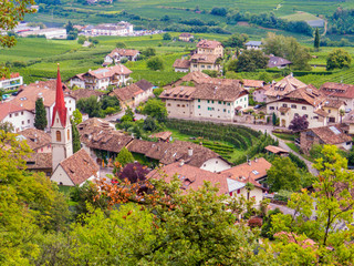 View of the village of Pianizza di Sopra, Trentino-Alto Adige, north Italy