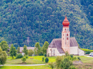 Fototapeta na wymiar Church of Sant'Osvaldo (St. Oswald), Castelrotto (Kastelruth), Dolomites, north Italy