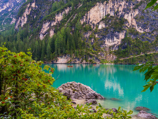 Fototapeta na wymiar Lake Braies (also known as Pragser Wildsee or Lake Prags), South Tyrol, Dolomites, north Italy