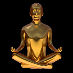 3d illustration of yoga lotus pose man stylized figure golden