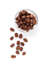 Coffee beans. Coffee beans in a bowl on a white background.