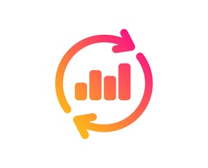 Chart icon. Update Report graph or Sales growth sign. Analysis and Statistics data symbol. Classic flat style. Gradient update data icon. Vector