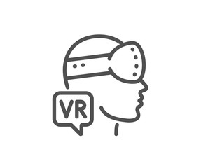 Augmented reality line icon. VR simulation sign. Gaming headset glasses symbol. Quality design element. Linear style augmented reality icon. Editable stroke. Vector