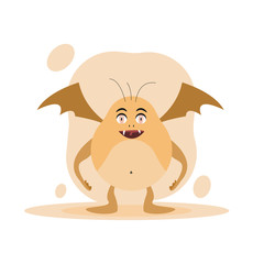 Funny monster on a white background. Orange monster in cartoon design. Vector illustration.