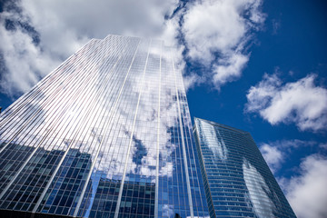 Obraz na płótnie Canvas Chicago Illinois city skyscrapers, blue sky background