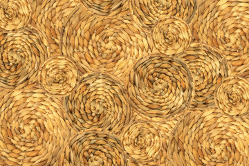 Circles made of waterhiacynth basket. Texture of plaid.