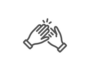 Clapping hands line icon. Clap sign. Victory gesture symbol. Quality design element. Linear style clapping hands icon. Editable stroke. Vector