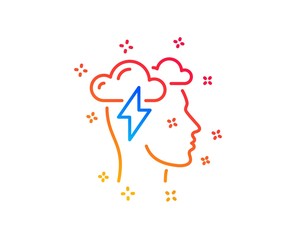 Mindfulness line icon. Psychology sign. Cloud storm symbol. Gradient design elements. Linear mindfulness stress icon. Random shapes. Vector