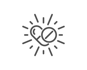Medical drugs line icon. Medicine pills sign. Pharmacy medication symbol. Quality design element. Linear style medical drugs icon. Editable stroke. Vector