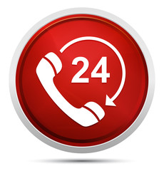 24 hours open phone rotate arrow icon Promo Red Round Button