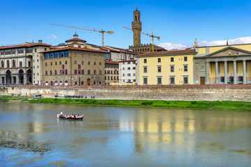 Fototapeta na wymiar Palazzo Vecchio Arno River Florence Tuscany Italy.
