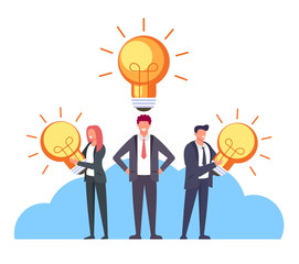 Business people characters office workers having good idea. Teamwork concept. Vector flat graphic design cartoon illustration