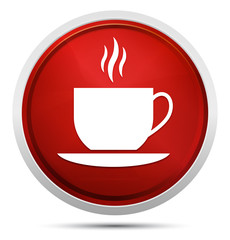 Coffee cup icon Promo Red Round Button