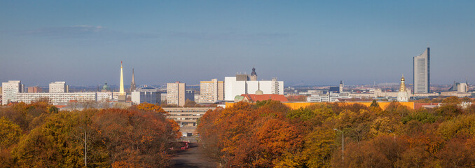 Panorama of Leipzig in fall scenery
