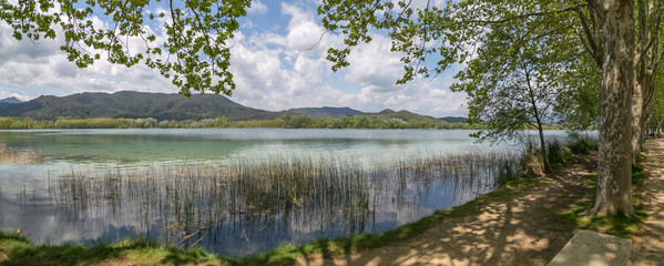 Panoramic view of a lake in Banyoles Spain