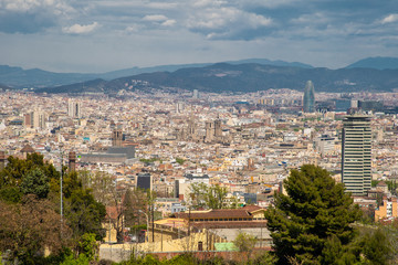 Fototapeta na wymiar Barcelona, Spain - April, 2019: Panoramic view city of Barcelona