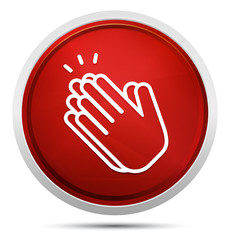 Hands clap icon Promo Red Round Button