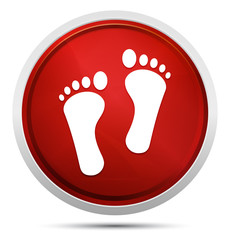 Human two footprints icon Promo Red Round Button