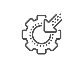 Seo gear line icon. Settings cogwheel sign. Traffic management symbol. Quality design element. Linear style seo gear icon. Editable stroke. Vector