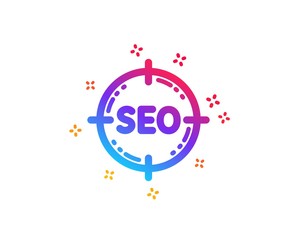 Seo target icon. Search engine optimization sign. Aim symbol. Dynamic shapes. Gradient design seo icon. Classic style. Vector