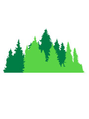 Obraz premium nadelwald bäume wald nadelbaum forst silhouette förster holzfäller tannen tannenbaum natur wandern berge clipart design wäldchen wild