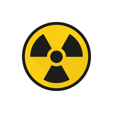 colored icon radiation warning yellow sign, flat