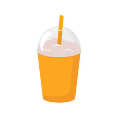 milkshake in orange glass in flat style