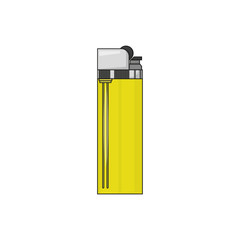 yellow gas lighter in flat style, vector