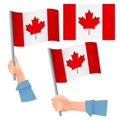 Fototapeta na wymiar Canada flag in hand set