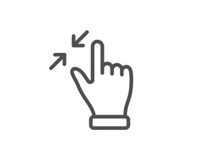 Touchscreen gesture line icon. Zoom out sign. Action arrows symbol. Quality design element. Linear style touchscreen gesture icon. Editable stroke. Vector