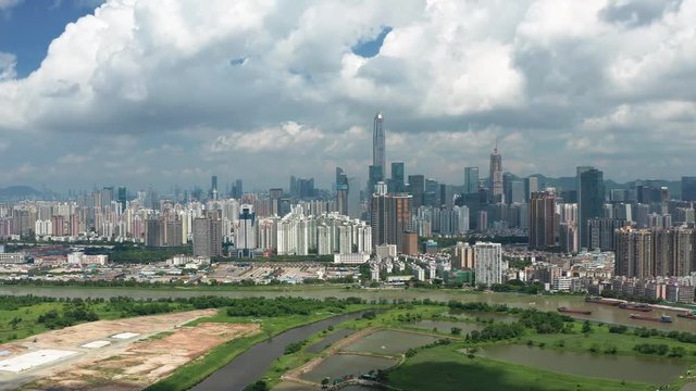 Aerial video of Shenzhen CBD in China