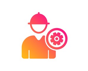 Worker icon. Engineer Profile with cogwheel sign. Male Person silhouette symbol. Classic flat style. Gradient engineer icon. Vector