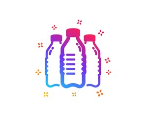 Water bottles icon. Still aqua drink sign. Liquid symbol. Dynamic shapes. Gradient design water bottles icon. Classic style. Vector