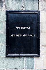Word writing text New Monday New Week New Goals. Business photo showcasing showcasing next week resolutions To do list