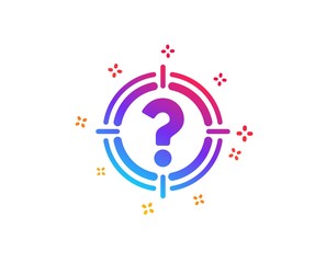 Target with Question mark icon. Aim symbol. Help or FAQ sign. Dynamic shapes. Gradient design headhunter icon. Classic style. Vector