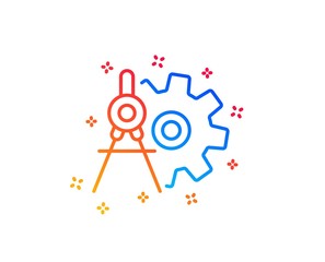 Fototapeta premium Cogwheel dividers line icon. Engineering tool sign. Cog gear symbol. Gradient design elements. Linear cogwheel dividers icon. Random shapes. Vector