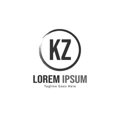 Fototapeta premium Initial KZ logo template with modern frame. Minimalist KZ letter logo vector illustration