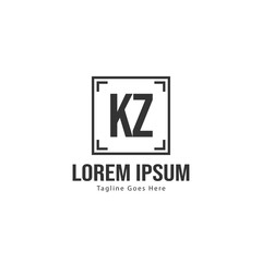 Initial KZ logo template with modern frame. Minimalist KZ letter logo vector illustration