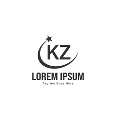 Initial KZ logo template with modern frame. Minimalist KZ letter logo vector illustration