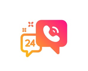 24 hour service icon. Call support sign. Feedback chat symbol. Classic flat style. Gradient 24h service icon. Vector