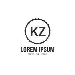 Naklejka premium Initial KZ logo template with modern frame. Minimalist KZ letter logo vector illustration
