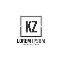 Fototapeta premium Initial KZ logo template with modern frame. Minimalist KZ letter logo vector illustration