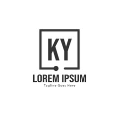 Initial KY logo template with modern frame. Minimalist KY letter logo vector illustration